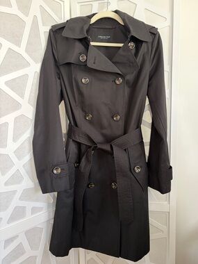 London Fog Black Double-Breasted Belted Trench Coat